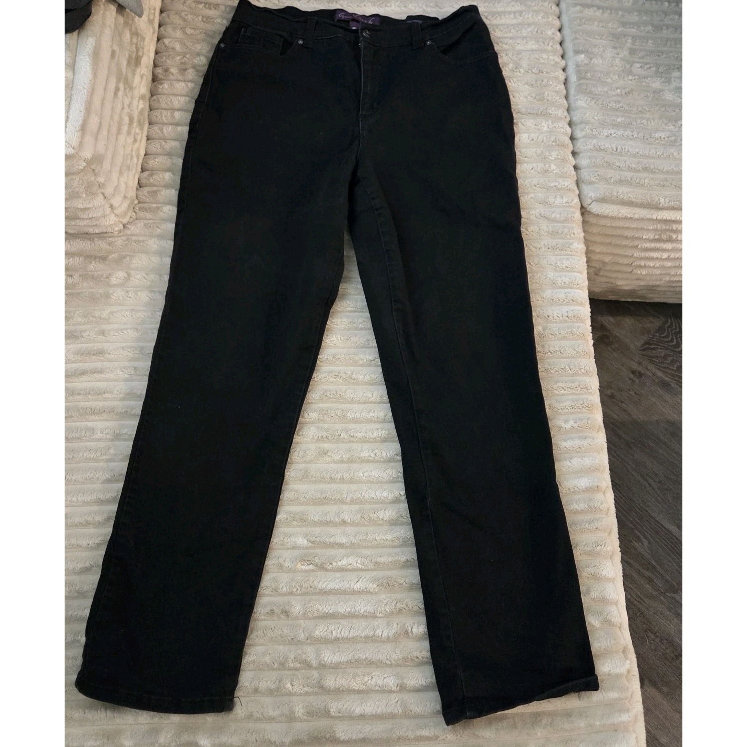 Gloria Vanderbilt Black Amanda Jeans Womens High Rise Size 10 Straight Leg Denim